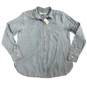 Loft Women's Long Sleeve Blue Denim Shirt Size S